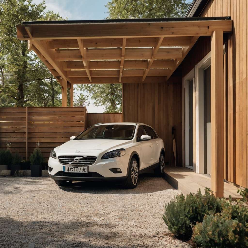 Scandinavian-Inspired Carport with Natural Wood